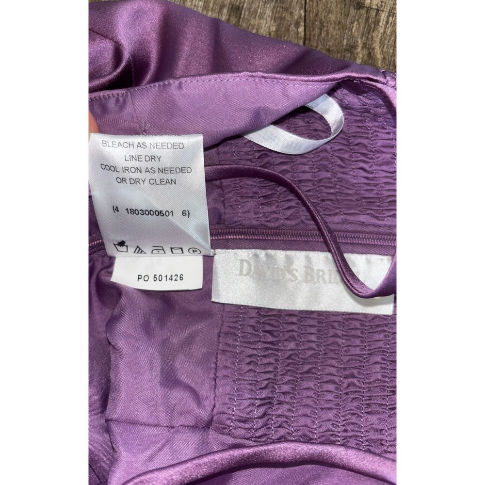 Davids Bridal Girls Wisteria Purple Satin Flower Girl Dress Size 6 NWT - Picture 3 of 5